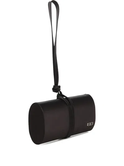 Balenciaga Bb Satin Clutch Bag In Black