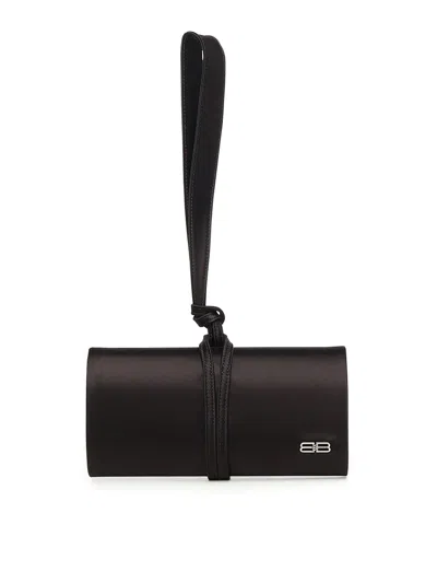 Balenciaga Bb Satin Clutch In Black