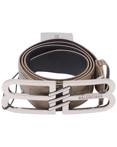 Balenciaga Bb Signature Monogram-print Belt In Brown Coated Canvas (authentic Pre-loved)