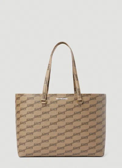 Balenciaga Bb Signature Shopper Tote Bag In Beige