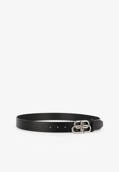 Balenciaga Bb Smooth Leather Belt In Black