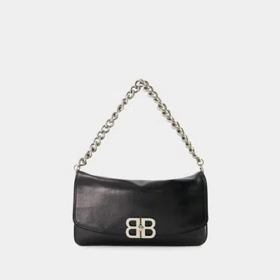 BALENCIAGA BB SOFT FLAP BAG - BALENCIAGA - LEATHER - BLACK