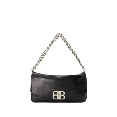 Balenciaga Bb Soft Small Flap Leather Shoulder Bag In Black