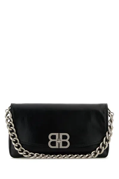 BALENCIAGA BALENCIAGA BLACK LEATHER MEDIUM BB SOFT SHOULDER BAG