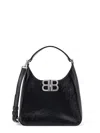 Balenciaga Bb Soft Lambskin Leather Hobo Bag In Black