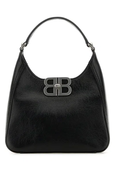 Balenciaga Black Leather Bb Soft Handbag