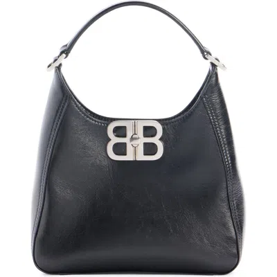 Balenciaga Bb Soft Lambskin Leather Hobo Bag In 1000 Black
