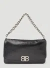 Balenciaga Soft Flap Bag Chain Strap In Black