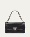 Balenciaga Bb Soft Leather Phone Wallet On Chain In Black