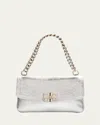 Balenciaga Bb Soft Metallic Leather Wallet On Chain In Silver