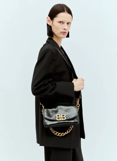 Balenciaga Bb Soft Small Flap Shoulder Bag In Black