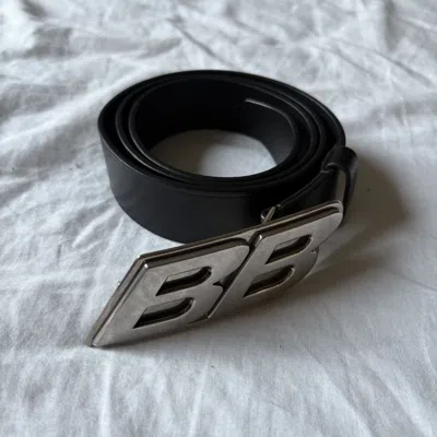 Pre-owned Balenciaga Bb Speed Logo Belt Size 95 In Silver
