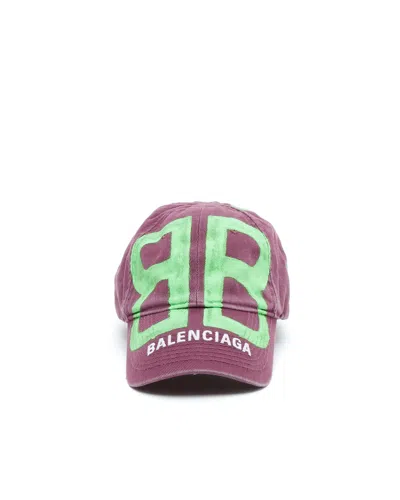 Balenciaga Bb Sprayed Cap, Size L In Burgundy