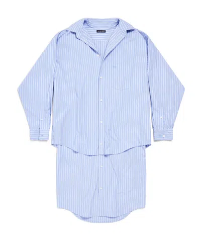 BALENCIAGA BALENCIAGA BB STRIPED LAYERED SHIRT DRESS