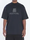 Balenciaga Cotton Distressed Oversized Crew Neck T-shirt In Black