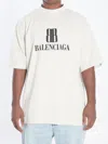 Balenciaga Bb Logo Oversized Distressed T-shirt In Gray