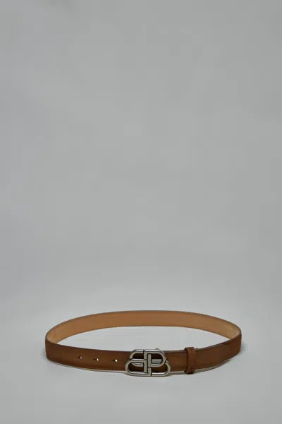 Balenciaga Bb Thin 25 Belt In Brown