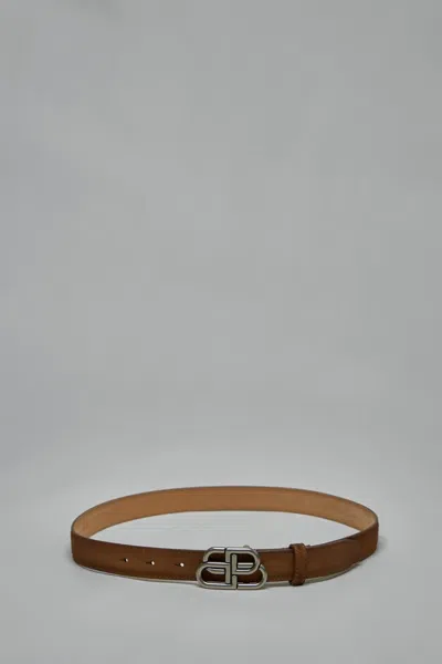 Balenciaga Bb Thin 25 Belt In Brown