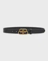 Balenciaga Bb Thin Belt In 1000 Black