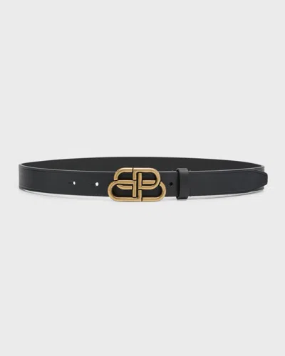 Balenciaga Bb Thin Belt In Black