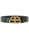 Balenciaga Bb Embossed Thin Belt In Black