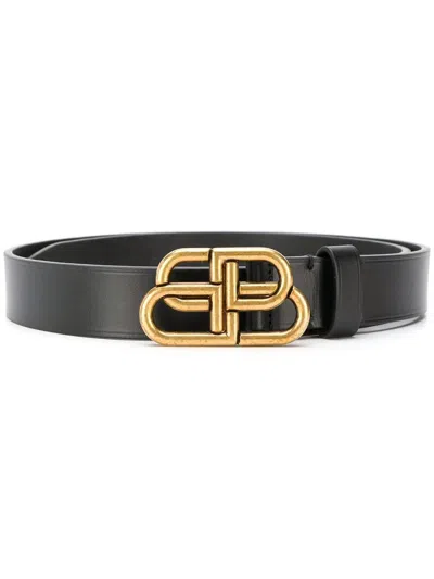 Balenciaga Bb Thin Belt In Black