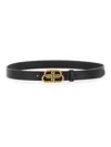 Balenciaga Bb Reversible Croc-effect And Smooth Leather Waist Belt In Black