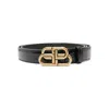 Balenciaga Bb Embossed Thin Belt In Black