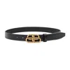 Balenciaga Bb Thin Leather Belt In Black