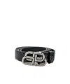 Balenciaga Bb Thin Belt In Black