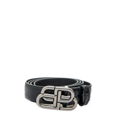 Balenciaga Bb Thin Belt In Black