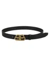 Balenciaga Bb Thin Leather Belt In Natural