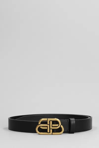 Balenciaga Bb Thin Belts In Black Leather