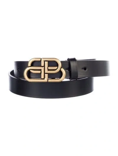 Pre-owned Balenciaga Bb Thin Skinny Belt In Black