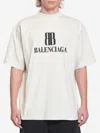 Balenciaga Bb Logo Oversized Distressed T-shirt In Gray