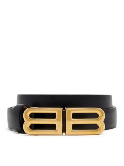 Balenciaga Bolero Bb Leather Belt In Black