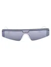 Balenciaga Grey Ski Rectangular-frame Sunglasses In Blue