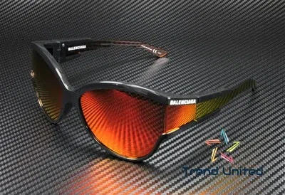 Pre-owned Balenciaga Bb0038s 004 Round Oval Black Orange 63 Mm Women's Sunglasses In Solid Brown + ml Orange