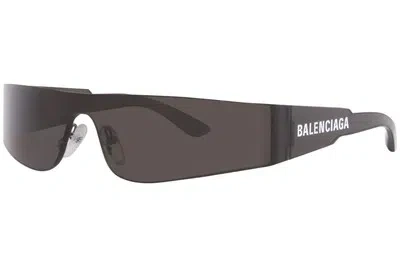 Pre-owned Balenciaga Bb0041s 001 Sunglasses Grey/grey Shield Lenses 99-mm In Gray