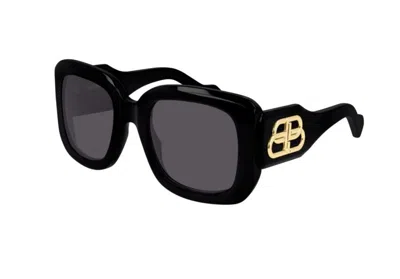 Pre-owned Balenciaga Bb0069s 001 Black/grey Square Women's Sunglasses In Gray