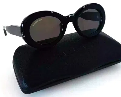 Pre-owned Balenciaga Bb0074s 001 Shiny Black With Grey Lens Authentic Eyeglasses 50-25 In Gray