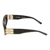 Balenciaga Black Gold Grey Acetate Sunglasses In Black