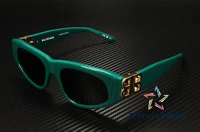 Pre-owned Balenciaga Bb0095s 005 Cat Eye Acetate Green Gold Grey 53 Mm Women's Sunglasses In Gray