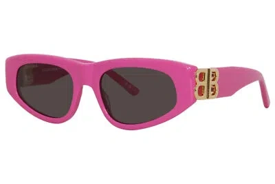 Pre-owned Balenciaga Bb0095s 006 Sunglasses Women's Pink/grey Lenses Oval Shape 53-mm In Gray