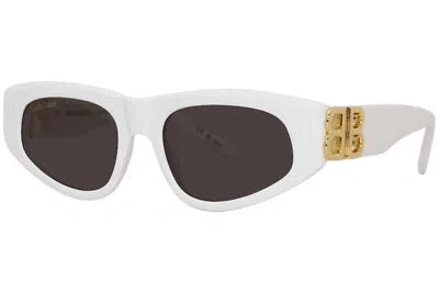 Pre-owned Balenciaga Bb0095s 012 Sunglasses Women's White/grey Lenses Oval Shape 52-mm In Gray