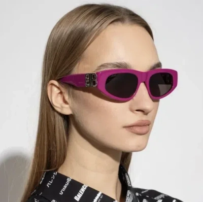 Pre-owned Balenciaga Bb0095s-017 Fuchsia Silver Grey Sunglasses In Pink
