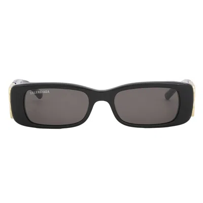 Pre-owned Balenciaga Bb0096s 001 Grey Rectangular Sunglasses For Women, 51mm In Gray