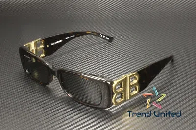 Pre-owned Balenciaga Bb0096s 002 Rectangular Havana Gold Green 51 Mm Women's Sunglasses
