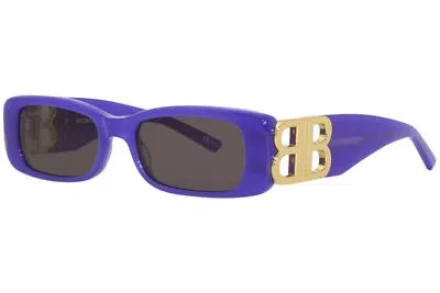 Pre-owned Balenciaga Bb0096s 004 Sunglasses Women's Violet/grey Lens Rectangle Shape 51mm In Gray