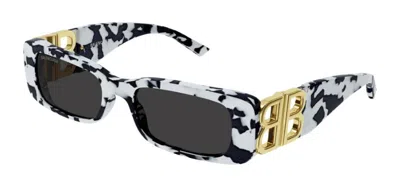 Pre-owned Balenciaga Bb0096s 005 Havana/grey Full-rim Rectangle Women's Sunglasses In Gray
